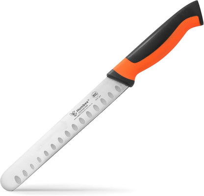 8-Inch Chef Carving Knife with Granton Edge for Slicing Turkey Ham and Meat | NSF Certified | German Stainless Steel Blade | Dishwasher Safe Ergonomic Handle, DT-21 Series, Black