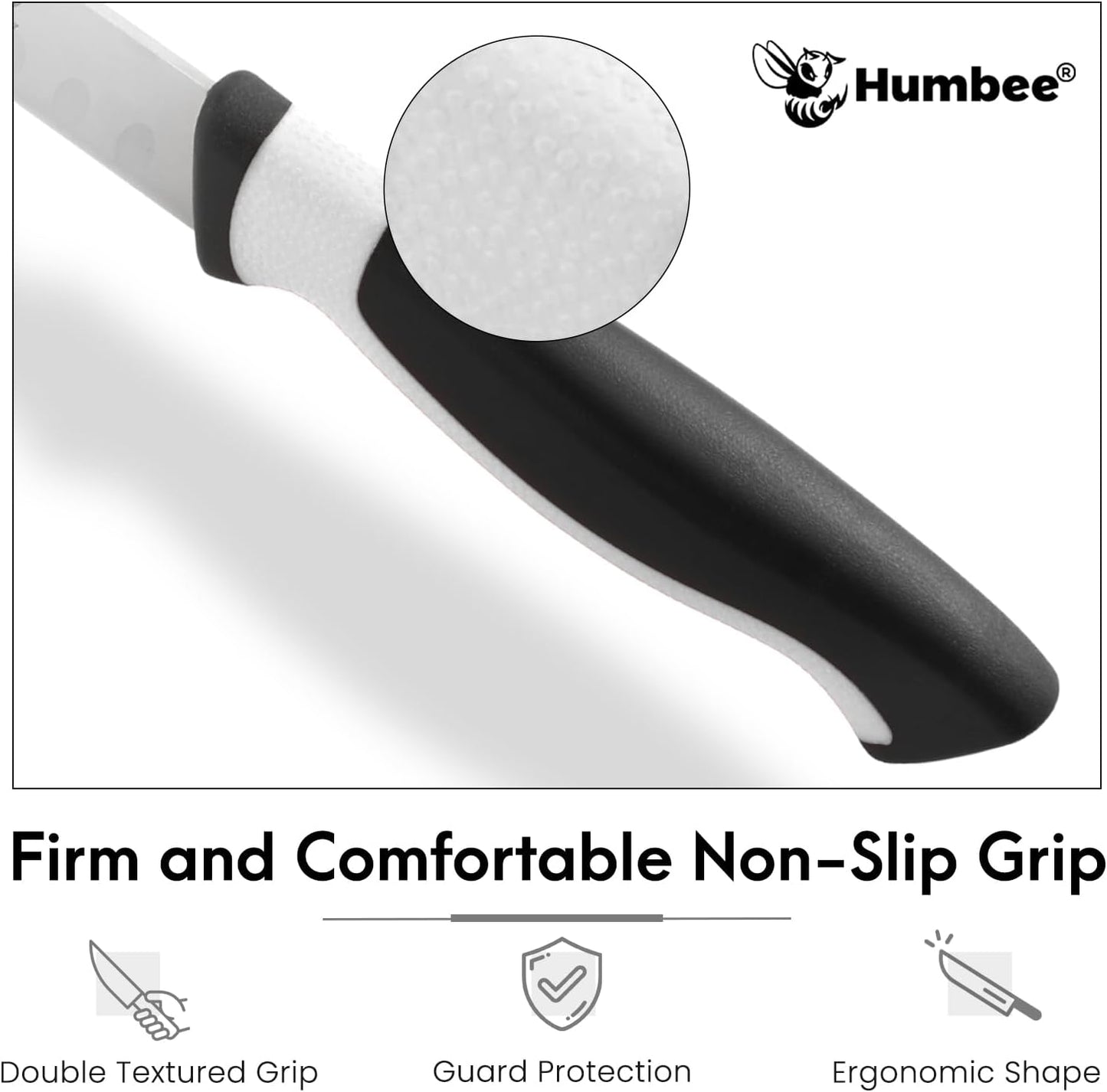8-Inch Chef Carving Knife with Granton Edge for Slicing Turkey Ham and Meat | NSF Certified | German Stainless Steel Blade | Dishwasher Safe Ergonomic Handle, DT-21 Series, Black