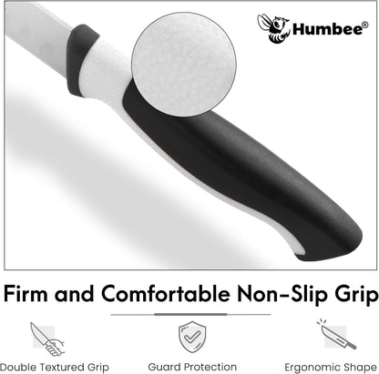 8-Inch Chef Carving Knife with Granton Edge for Slicing Turkey Ham and Meat | NSF Certified | German Stainless Steel Blade | Dishwasher Safe Ergonomic Handle, DT-21 Series, Black