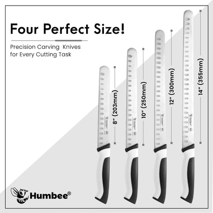 8-Inch Chef Carving Knife with Granton Edge for Slicing Turkey Ham and Meat | NSF Certified | German Stainless Steel Blade | Dishwasher Safe Ergonomic Handle, DT-21 Series, Black