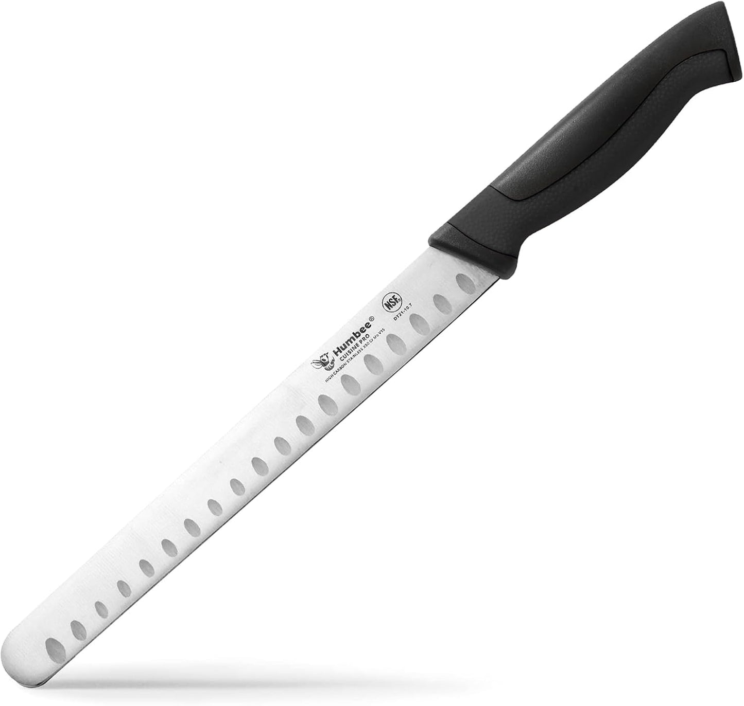 8-Inch Chef Carving Knife with Granton Edge for Slicing Turkey Ham and Meat | NSF Certified | German Stainless Steel Blade | Dishwasher Safe Ergonomic Handle, DT-21 Series, Black