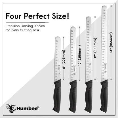 8-Inch Chef Carving Knife with Granton Edge for Slicing Turkey Ham and Meat | NSF Certified | German Stainless Steel Blade | Dishwasher Safe Ergonomic Handle, DT-21 Series, Black