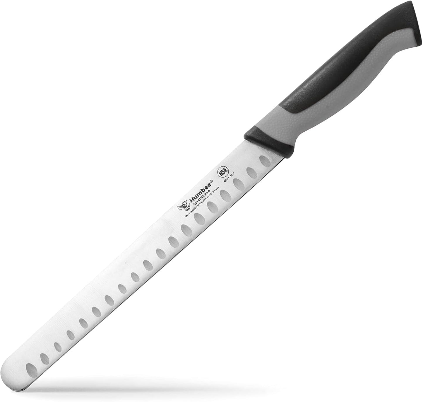 8-Inch Chef Carving Knife with Granton Edge for Slicing Turkey Ham and Meat | NSF Certified | German Stainless Steel Blade | Dishwasher Safe Ergonomic Handle, DT-21 Series, Black