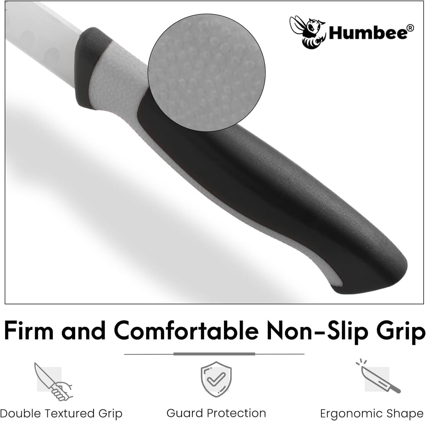 8-Inch Chef Carving Knife with Granton Edge for Slicing Turkey Ham and Meat | NSF Certified | German Stainless Steel Blade | Dishwasher Safe Ergonomic Handle, DT-21 Series, Black