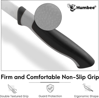 8-Inch Chef Carving Knife with Granton Edge for Slicing Turkey Ham and Meat | NSF Certified | German Stainless Steel Blade | Dishwasher Safe Ergonomic Handle, DT-21 Series, Black