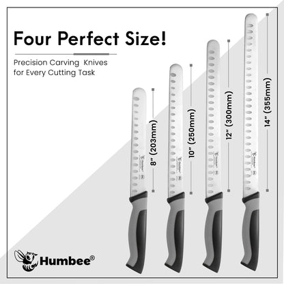 8-Inch Chef Carving Knife with Granton Edge for Slicing Turkey Ham and Meat | NSF Certified | German Stainless Steel Blade | Dishwasher Safe Ergonomic Handle, DT-21 Series, Black