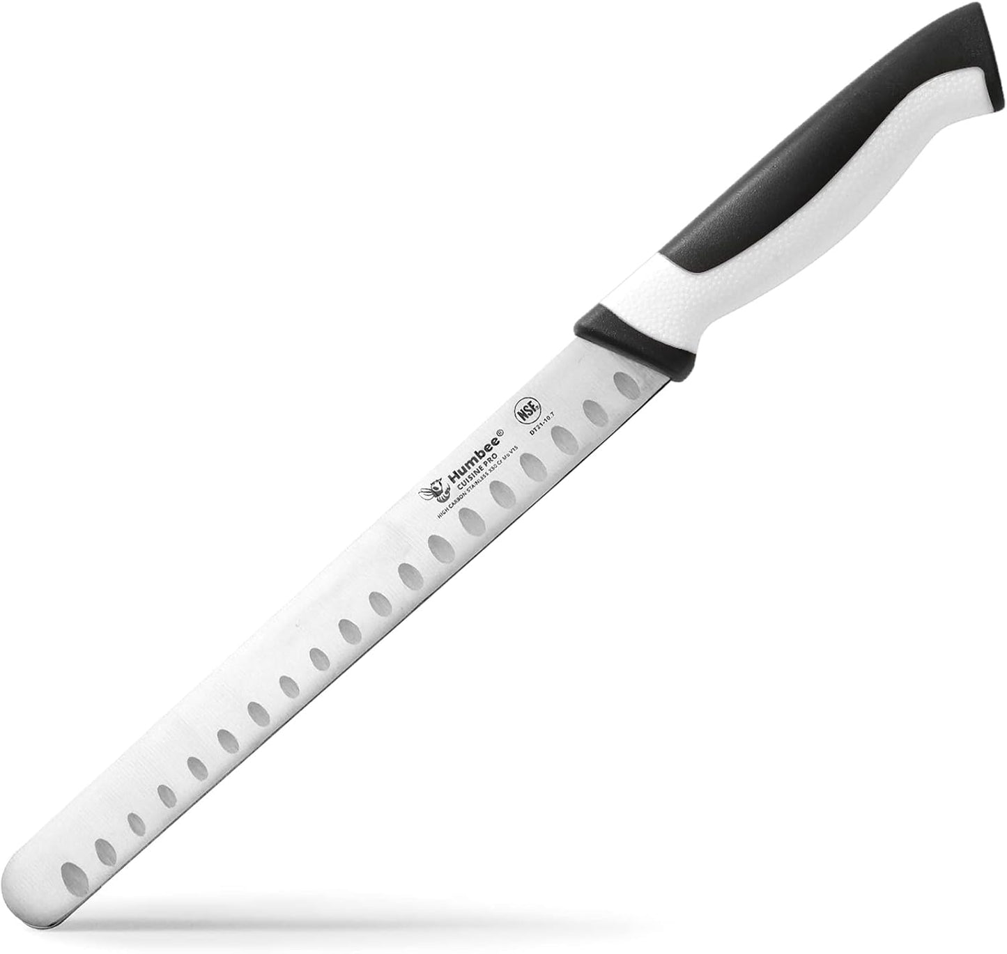 8-Inch Chef Carving Knife with Granton Edge for Slicing Turkey Ham and Meat | NSF Certified | German Stainless Steel Blade | Dishwasher Safe Ergonomic Handle, DT-21 Series, Black
