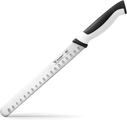 8-Inch Chef Carving Knife with Granton Edge for Slicing Turkey Ham and Meat | NSF Certified | German Stainless Steel Blade | Dishwasher Safe Ergonomic Handle, DT-21 Series, Black