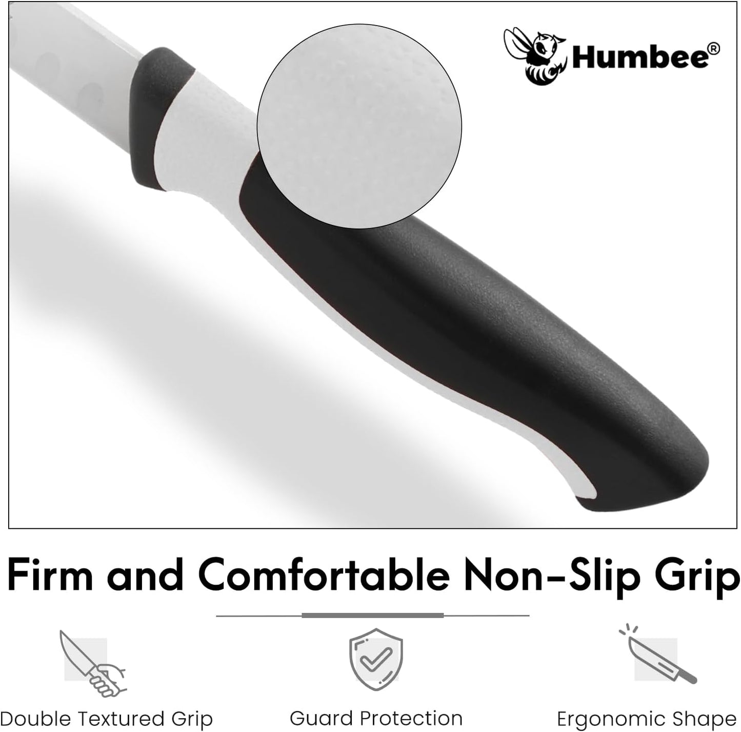 8-Inch Chef Carving Knife with Granton Edge for Slicing Turkey Ham and Meat | NSF Certified | German Stainless Steel Blade | Dishwasher Safe Ergonomic Handle, DT-21 Series, Black