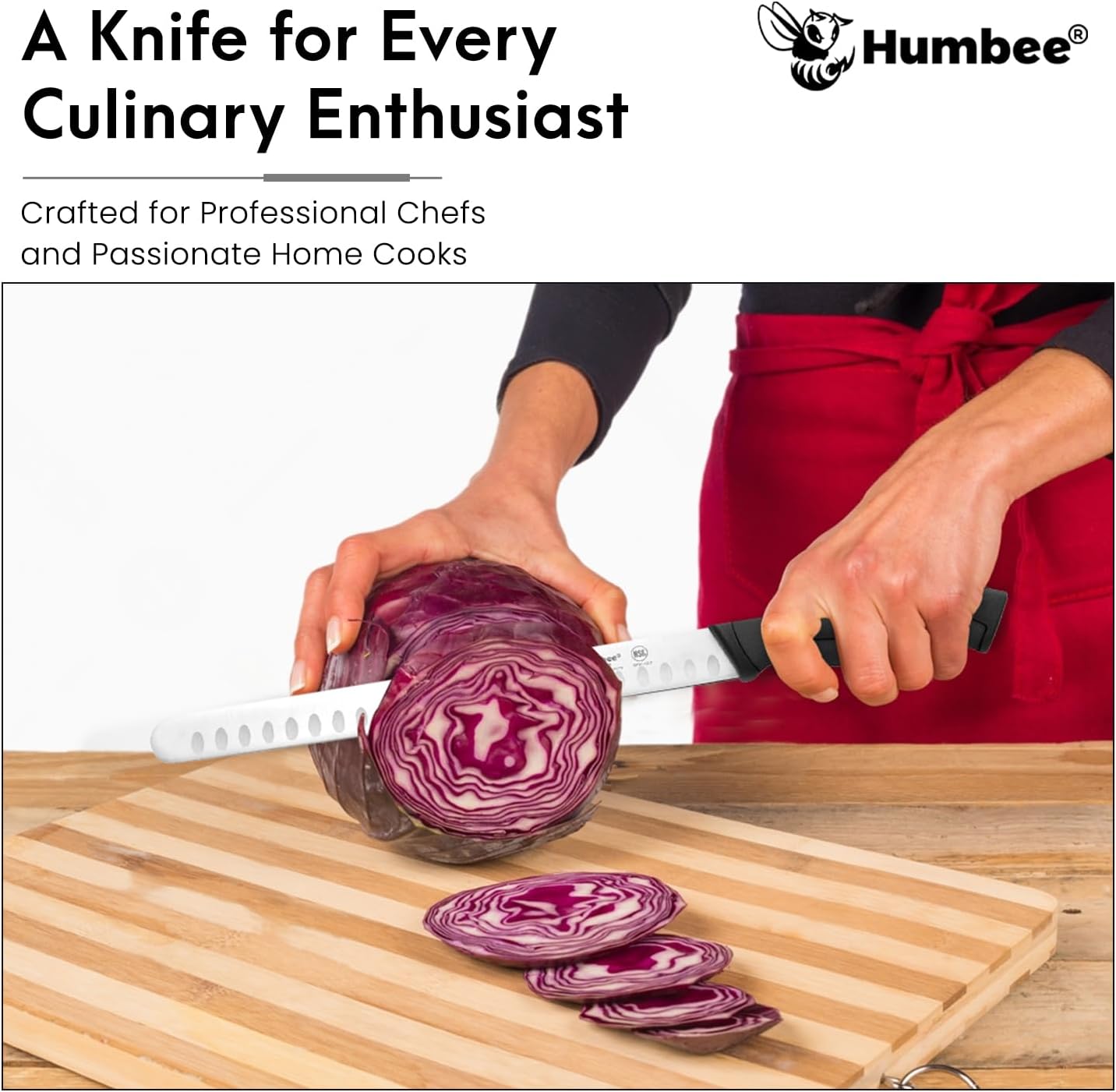 8-Inch Chef Carving Knife with Granton Edge for Slicing Turkey Ham and Meat | NSF Certified | German Stainless Steel Blade | Dishwasher Safe Ergonomic Handle, DT-21 Series, Black