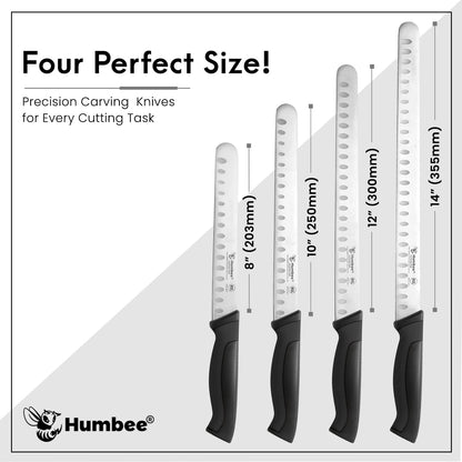 8-Inch Chef Carving Knife with Granton Edge for Slicing Turkey Ham and Meat | NSF Certified | German Stainless Steel Blade | Dishwasher Safe Ergonomic Handle, DT-21 Series, Black