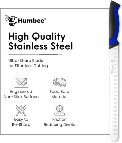 8-Inch Chef Carving Knife with Granton Edge for Slicing Turkey Ham and Meat | NSF Certified | German Stainless Steel Blade | Dishwasher Safe Ergonomic Handle, DT-21 Series, Black