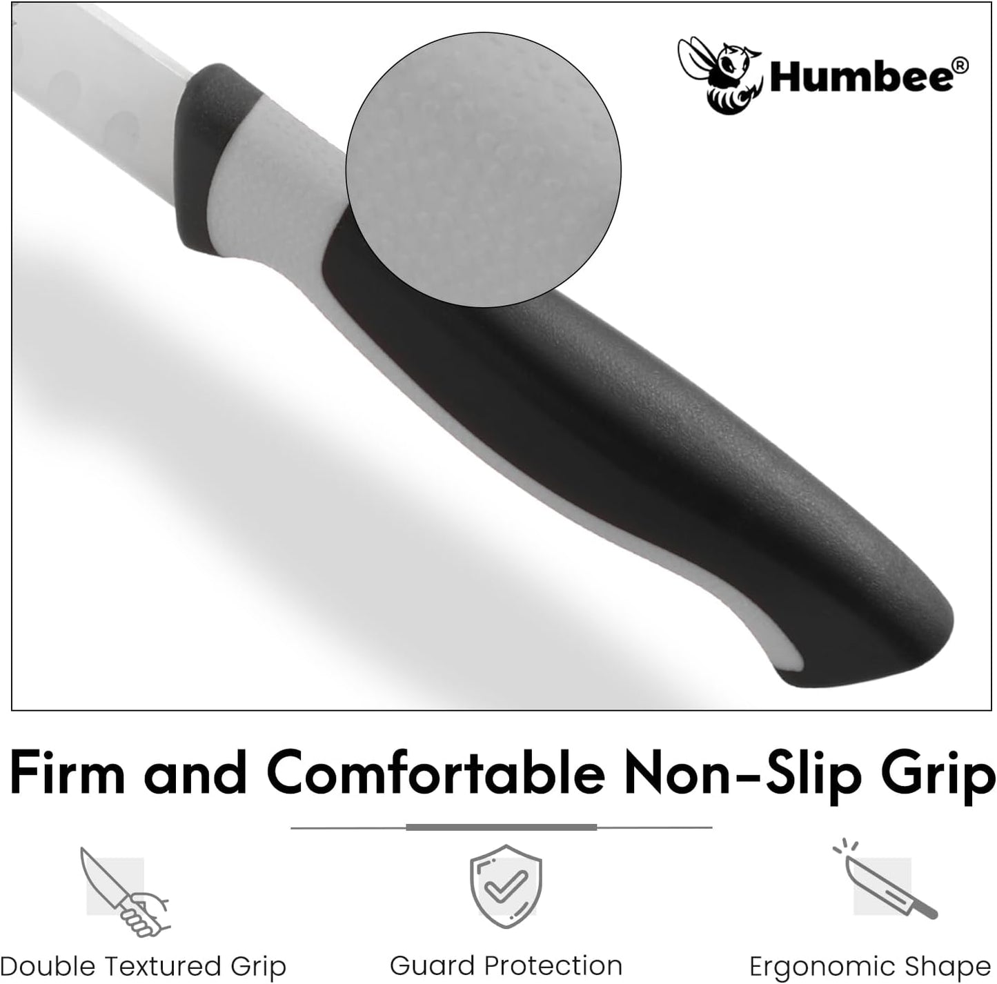 8-Inch Chef Carving Knife with Granton Edge for Slicing Turkey Ham and Meat | NSF Certified | German Stainless Steel Blade | Dishwasher Safe Ergonomic Handle, DT-21 Series, Black