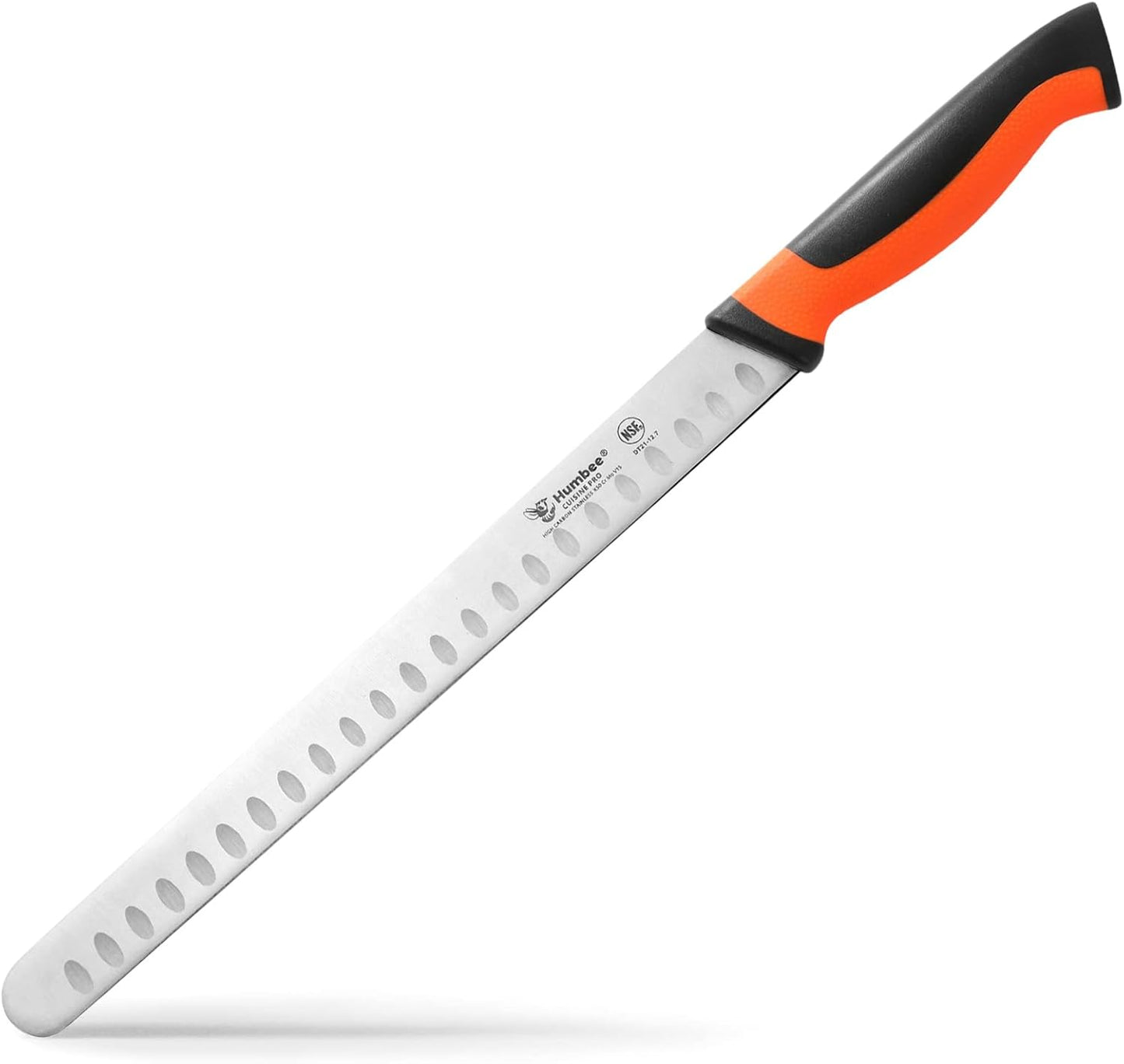 8-Inch Chef Carving Knife with Granton Edge for Slicing Turkey Ham and Meat | NSF Certified | German Stainless Steel Blade | Dishwasher Safe Ergonomic Handle, DT-21 Series, Black