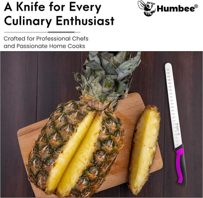 8-Inch Chef Carving Knife with Granton Edge for Slicing Turkey Ham and Meat | NSF Certified | German Stainless Steel Blade | Dishwasher Safe Ergonomic Handle, DT-21 Series, Black
