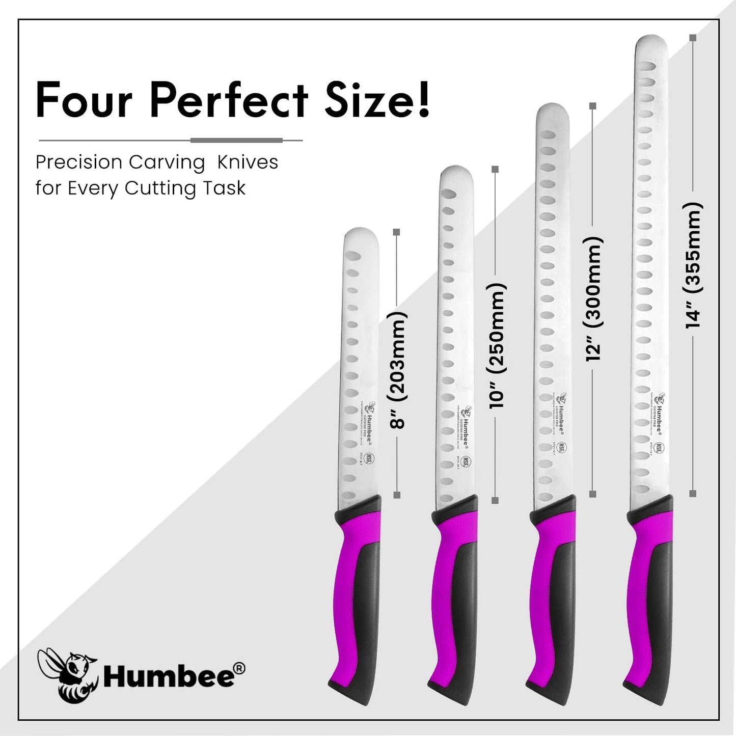 8-Inch Chef Carving Knife with Granton Edge for Slicing Turkey Ham and Meat | NSF Certified | German Stainless Steel Blade | Dishwasher Safe Ergonomic Handle, DT-21 Series, Black