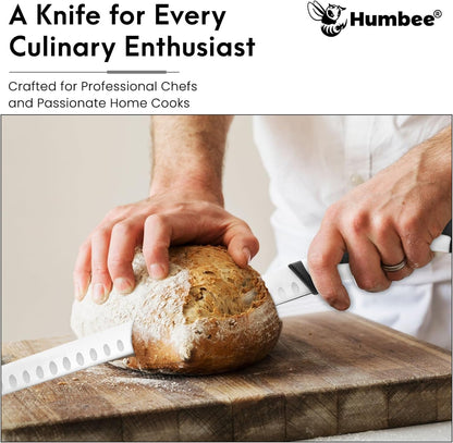 8-Inch Chef Carving Knife with Granton Edge for Slicing Turkey Ham and Meat | NSF Certified | German Stainless Steel Blade | Dishwasher Safe Ergonomic Handle, DT-21 Series, Black