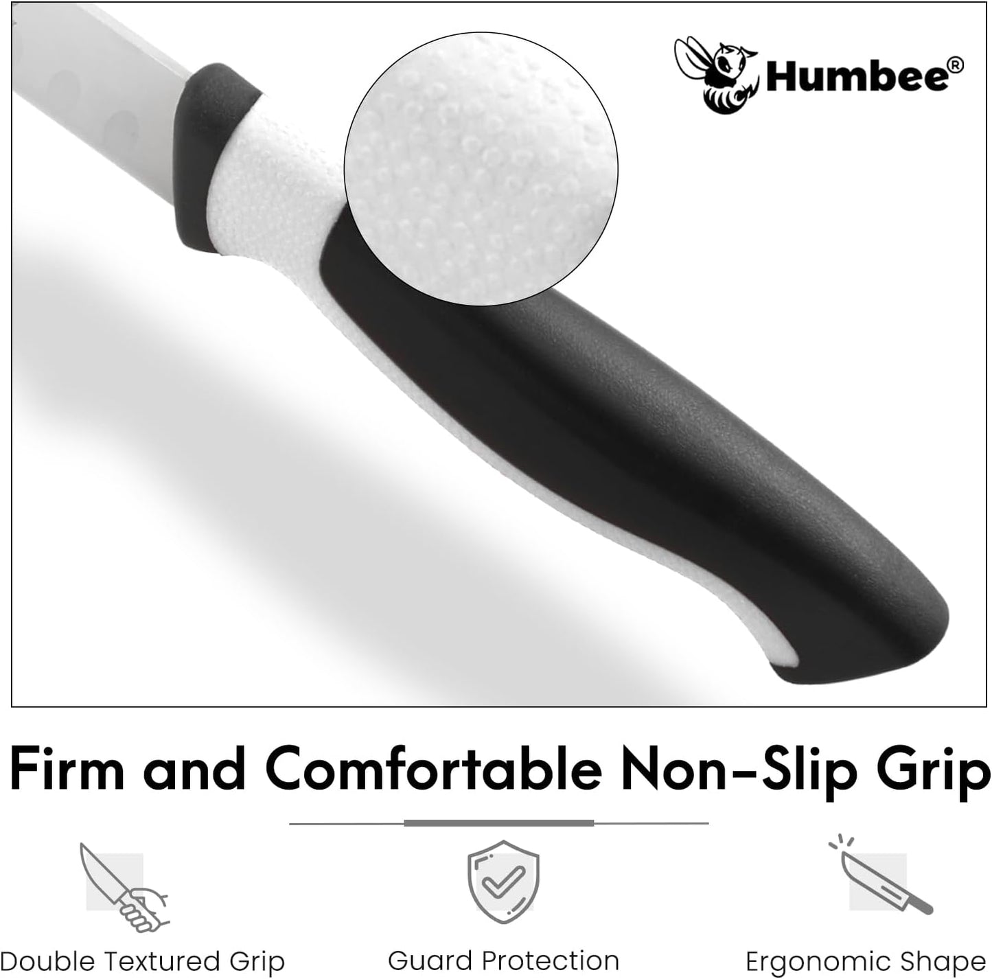 8-Inch Chef Carving Knife with Granton Edge for Slicing Turkey Ham and Meat | NSF Certified | German Stainless Steel Blade | Dishwasher Safe Ergonomic Handle, DT-21 Series, Black