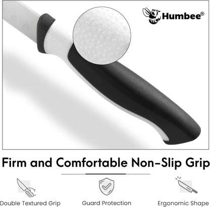 8-Inch Chef Carving Knife with Granton Edge for Slicing Turkey Ham and Meat | NSF Certified | German Stainless Steel Blade | Dishwasher Safe Ergonomic Handle, DT-21 Series, Black