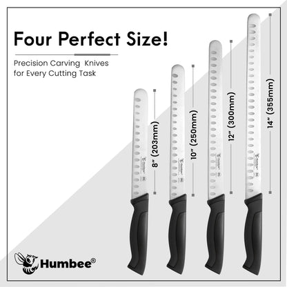 8-Inch Chef Carving Knife with Granton Edge for Slicing Turkey Ham and Meat | NSF Certified | German Stainless Steel Blade | Dishwasher Safe Ergonomic Handle, DT-21 Series, Black