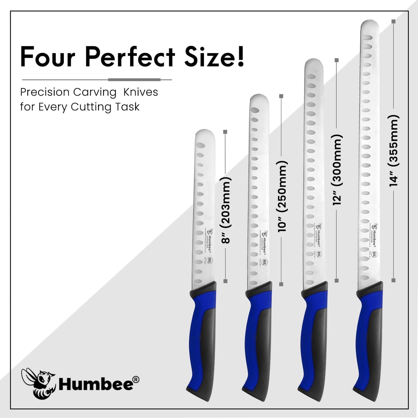8-Inch Chef Carving Knife with Granton Edge for Slicing Turkey Ham and Meat | NSF Certified | German Stainless Steel Blade | Dishwasher Safe Ergonomic Handle, DT-21 Series, Black
