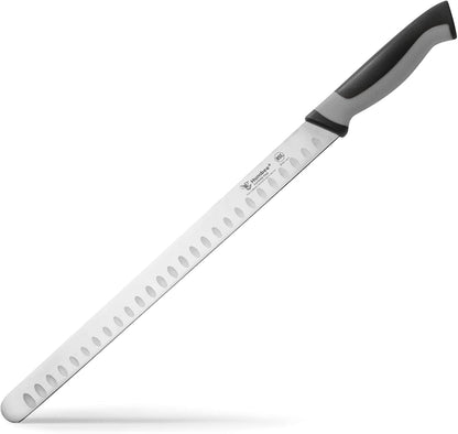 8-Inch Chef Carving Knife with Granton Edge for Slicing Turkey Ham and Meat | NSF Certified | German Stainless Steel Blade | Dishwasher Safe Ergonomic Handle, DT-21 Series, Black