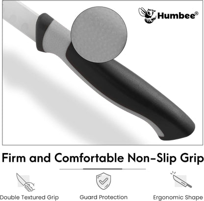 8-Inch Chef Carving Knife with Granton Edge for Slicing Turkey Ham and Meat | NSF Certified | German Stainless Steel Blade | Dishwasher Safe Ergonomic Handle, DT-21 Series, Black