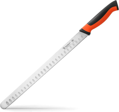 8-Inch Chef Carving Knife with Granton Edge for Slicing Turkey Ham and Meat | NSF Certified | German Stainless Steel Blade | Dishwasher Safe Ergonomic Handle, DT-21 Series, Black