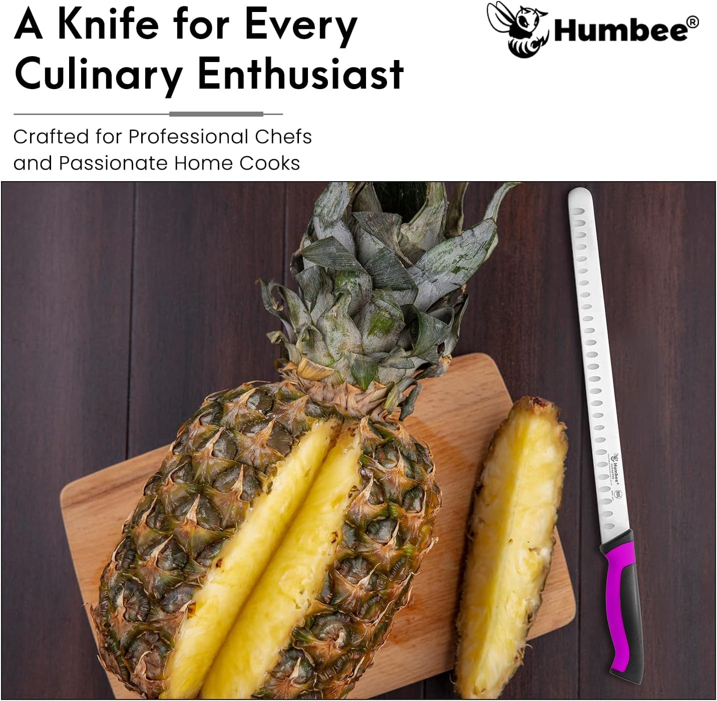 8-Inch Chef Carving Knife with Granton Edge for Slicing Turkey Ham and Meat | NSF Certified | German Stainless Steel Blade | Dishwasher Safe Ergonomic Handle, DT-21 Series, Black