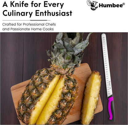 8-Inch Chef Carving Knife with Granton Edge for Slicing Turkey Ham and Meat | NSF Certified | German Stainless Steel Blade | Dishwasher Safe Ergonomic Handle, DT-21 Series, Black