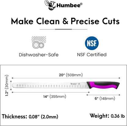8-Inch Chef Carving Knife with Granton Edge for Slicing Turkey Ham and Meat | NSF Certified | German Stainless Steel Blade | Dishwasher Safe Ergonomic Handle, DT-21 Series, Black