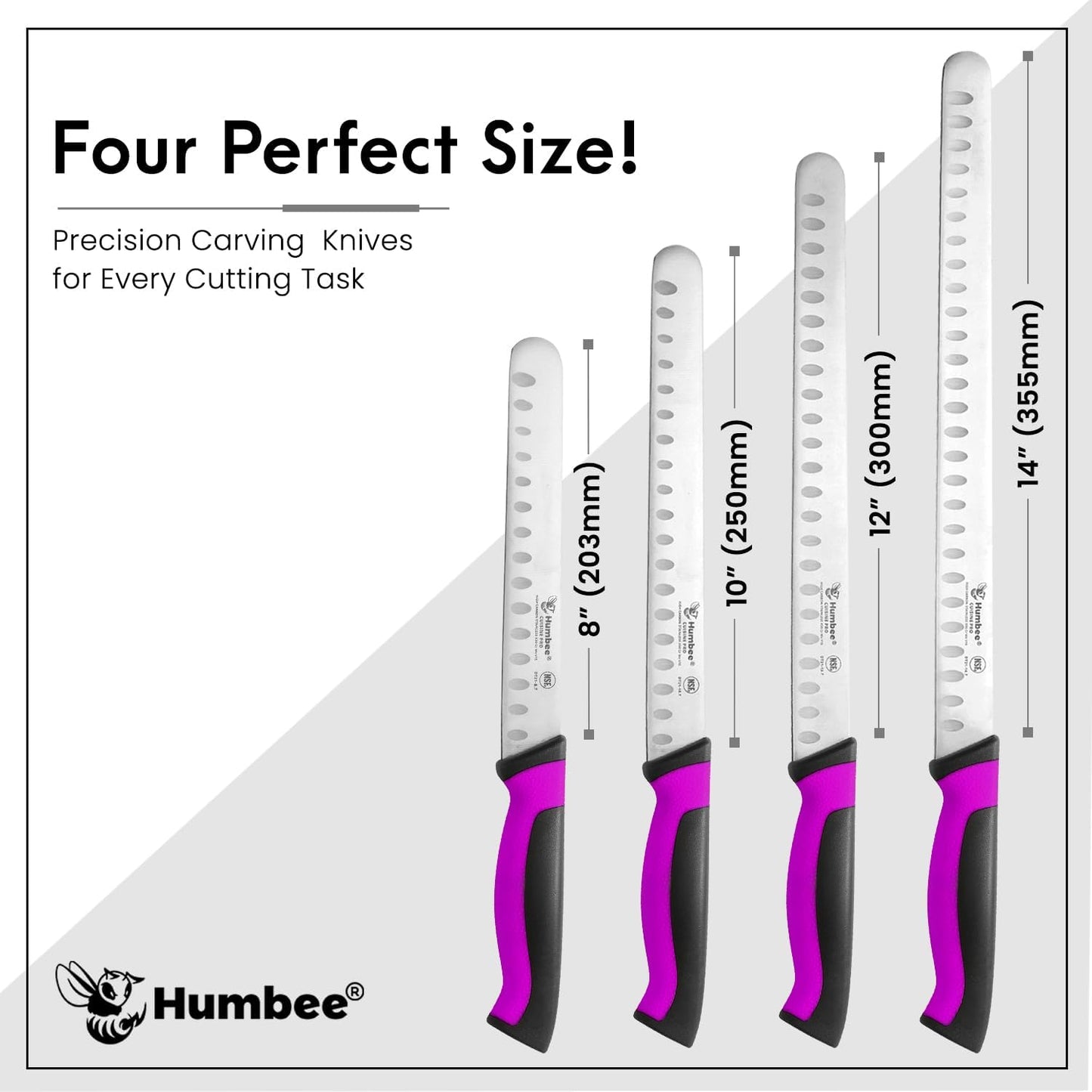 8-Inch Chef Carving Knife with Granton Edge for Slicing Turkey Ham and Meat | NSF Certified | German Stainless Steel Blade | Dishwasher Safe Ergonomic Handle, DT-21 Series, Black