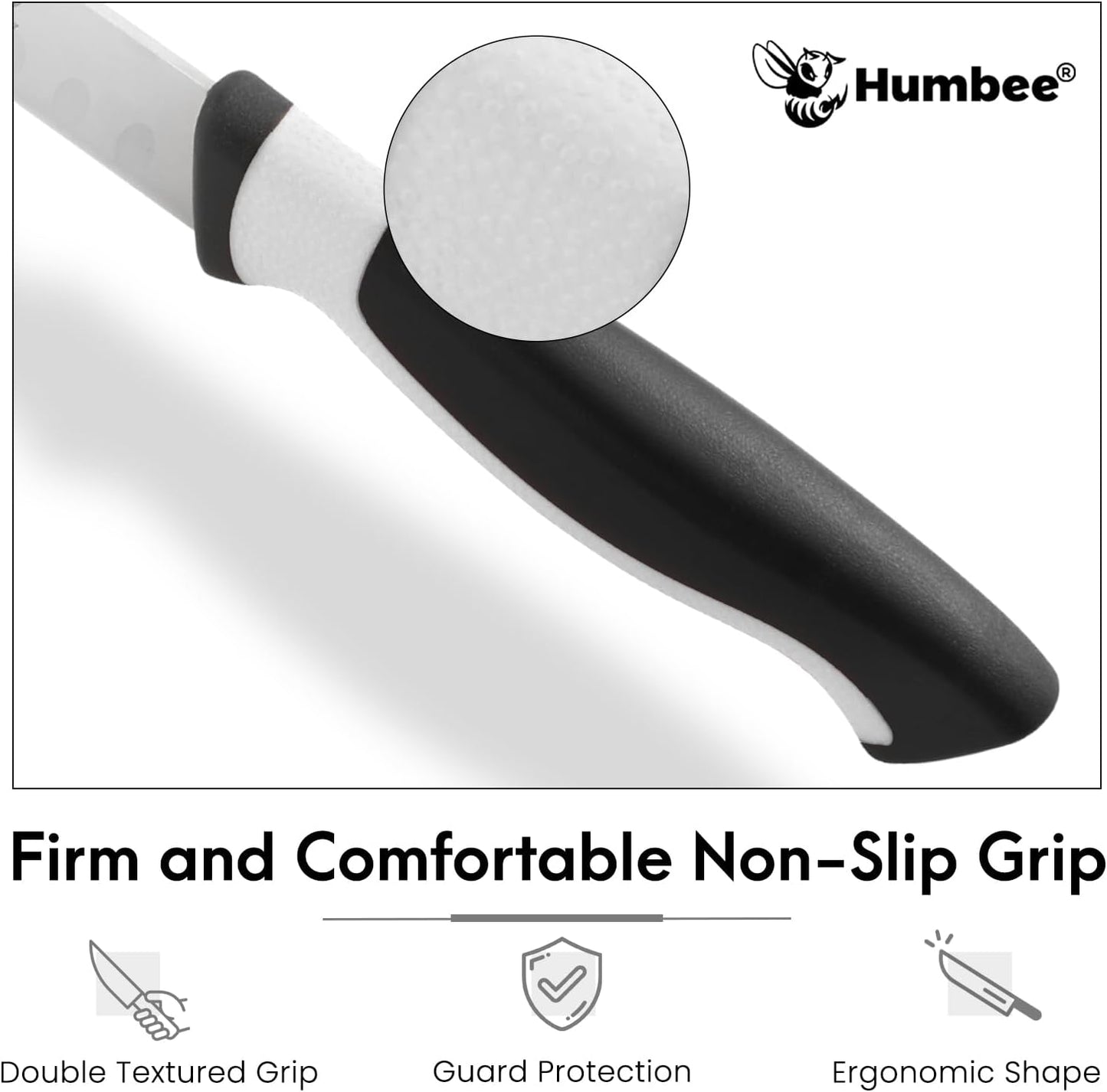 8-Inch Chef Carving Knife with Granton Edge for Slicing Turkey Ham and Meat | NSF Certified | German Stainless Steel Blade | Dishwasher Safe Ergonomic Handle, DT-21 Series, Black