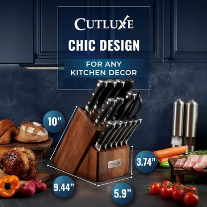 15-Piece Knife Set, Kitchen Knives with Walnut Wood Block | High Carbon German Steel Blades, Full Tang Ergonomic Pakkawood Handles – Artisan Series