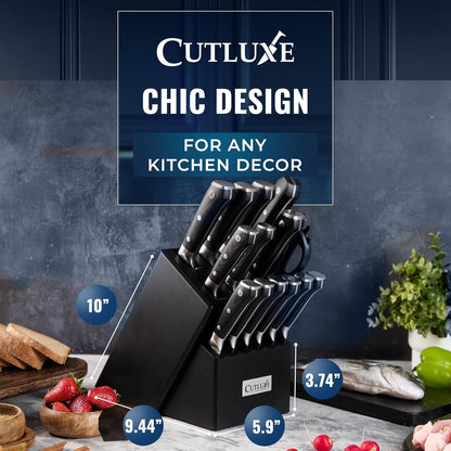 15-Piece Knife Set, Kitchen Knives with Walnut Wood Block | High Carbon German Steel Blades, Full Tang Ergonomic Pakkawood Handles – Artisan Series