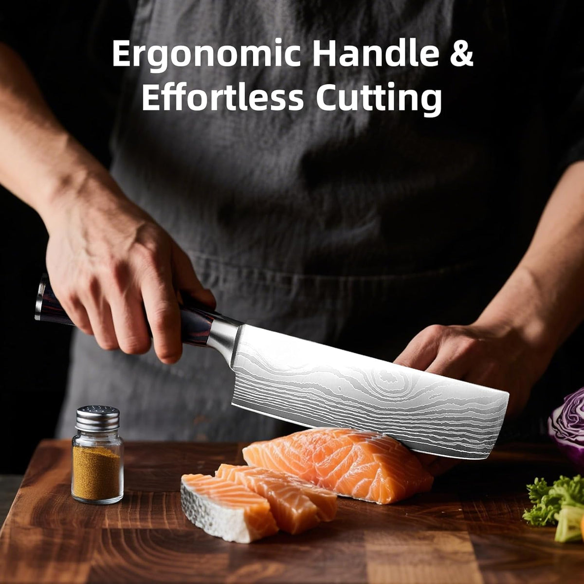 Nakiri Knife 7" Professional Meat Cleaver & Vegetable Knife | High Carbon Stainless Steel Blade, Ergonomic Handle, Razor Sharp, Vegetable Chopping