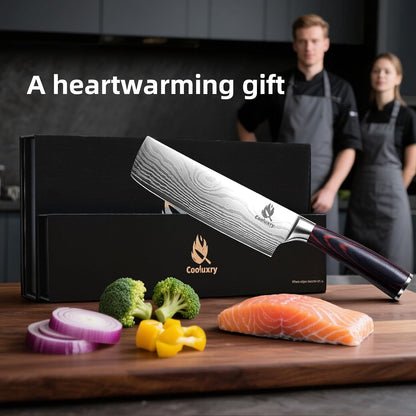 Nakiri Knife 7" Professional Meat Cleaver & Vegetable Knife | High Carbon Stainless Steel Blade, Ergonomic Handle, Razor Sharp, Vegetable Chopping