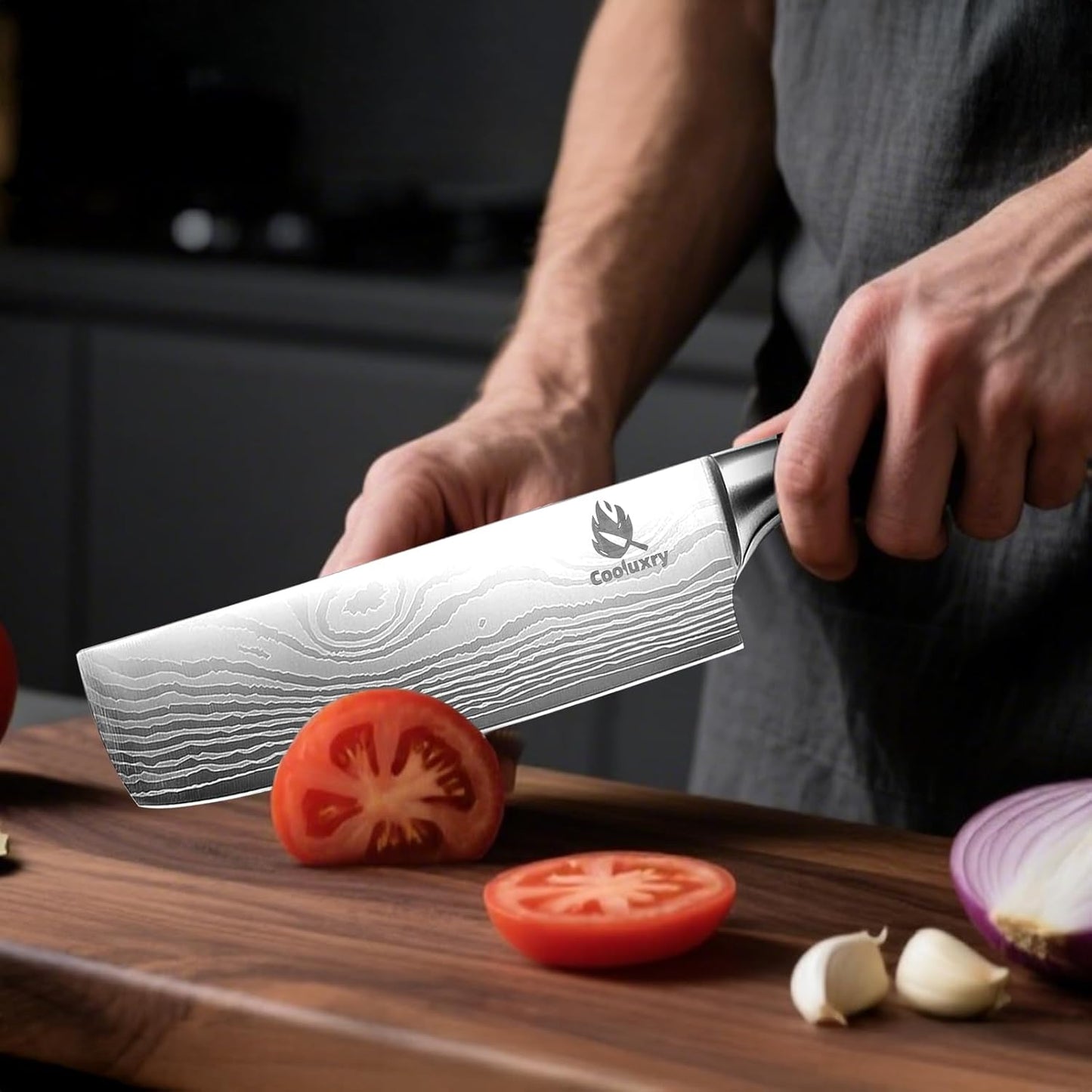 Nakiri Knife 7" Professional Meat Cleaver & Vegetable Knife | High Carbon Stainless Steel Blade, Ergonomic Handle, Razor Sharp, Vegetable Chopping
