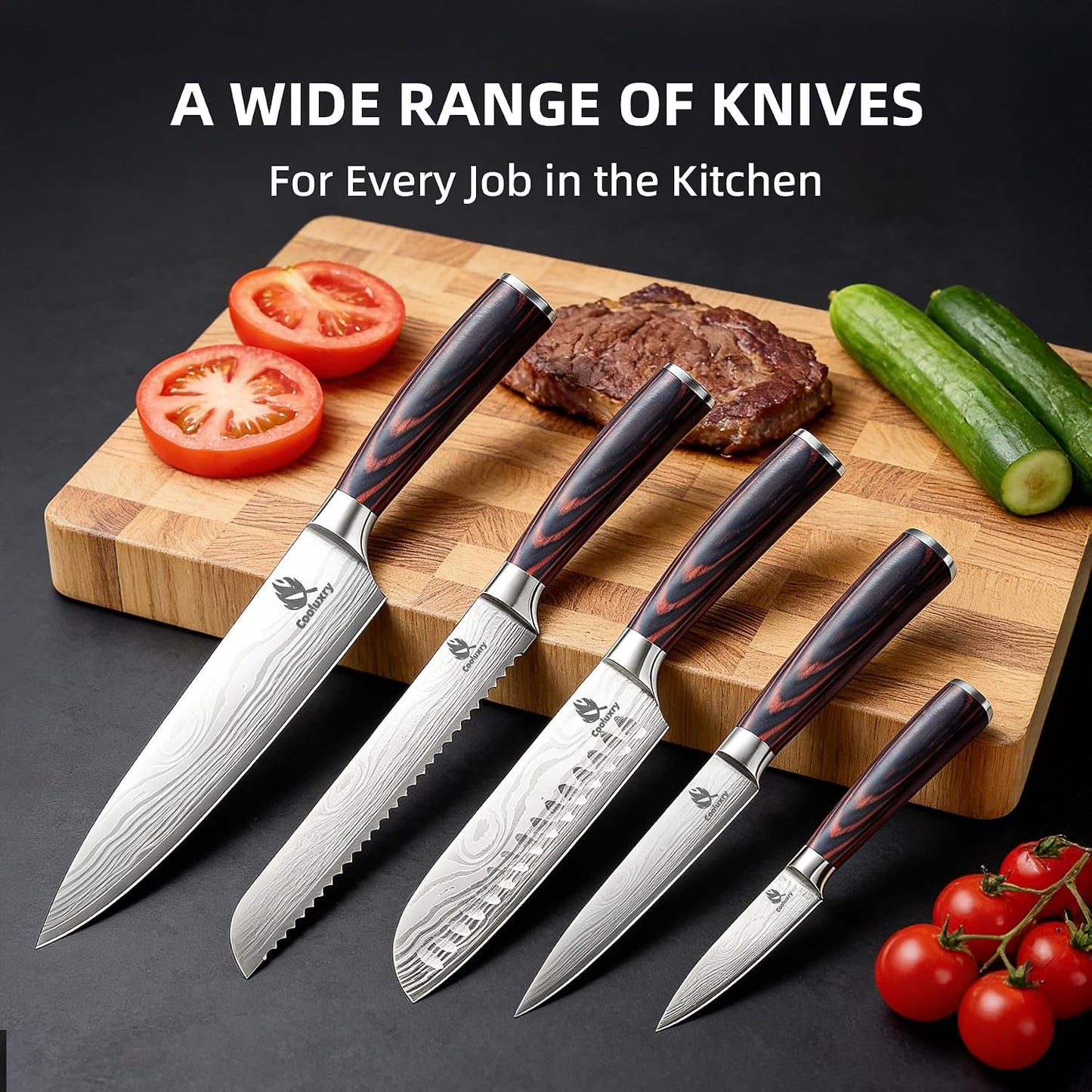 Nakiri Knife 7" Professional Meat Cleaver & Vegetable Knife | High Carbon Stainless Steel Blade, Ergonomic Handle, Razor Sharp, Vegetable Chopping