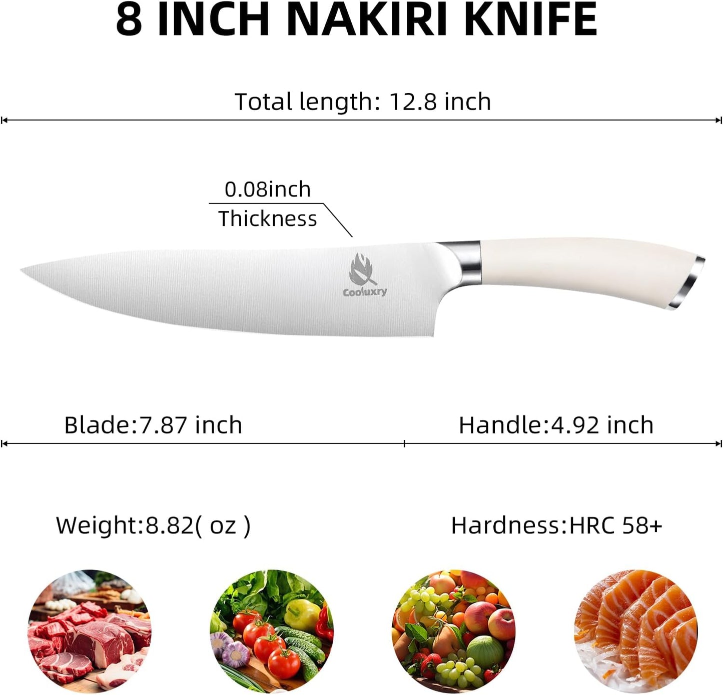Nakiri Knife 7" Professional Meat Cleaver & Vegetable Knife | High Carbon Stainless Steel Blade, Ergonomic Handle, Razor Sharp, Vegetable Chopping