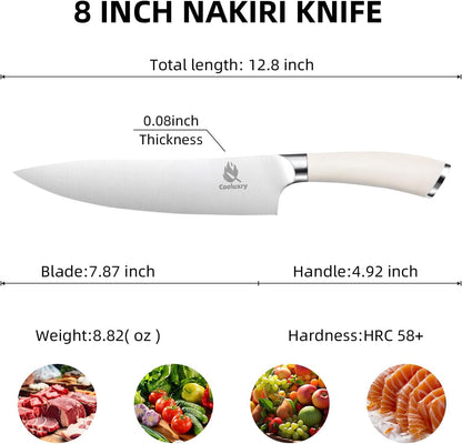 Nakiri Knife 7" Professional Meat Cleaver & Vegetable Knife | High Carbon Stainless Steel Blade, Ergonomic Handle, Razor Sharp, Vegetable Chopping