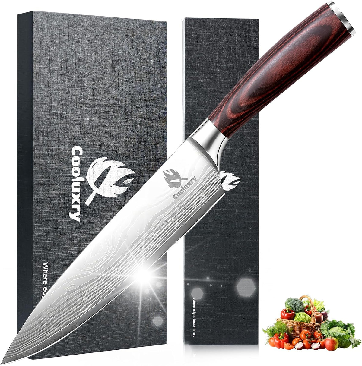 Nakiri Knife 7" Professional Meat Cleaver & Vegetable Knife | High Carbon Stainless Steel Blade, Ergonomic Handle, Razor Sharp, Vegetable Chopping
