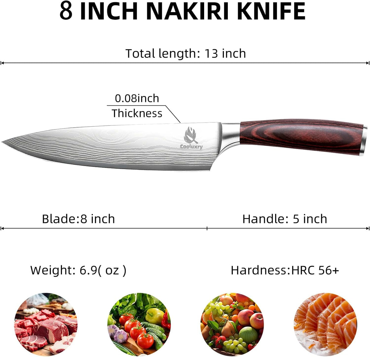 Nakiri Knife 7" Professional Meat Cleaver & Vegetable Knife | High Carbon Stainless Steel Blade, Ergonomic Handle, Razor Sharp, Vegetable Chopping