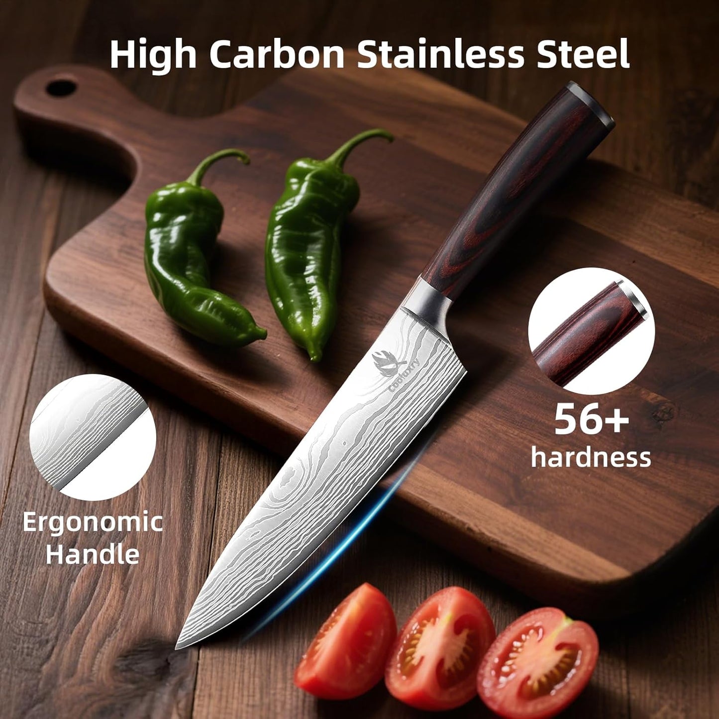 Nakiri Knife 7" Professional Meat Cleaver & Vegetable Knife | High Carbon Stainless Steel Blade, Ergonomic Handle, Razor Sharp, Vegetable Chopping