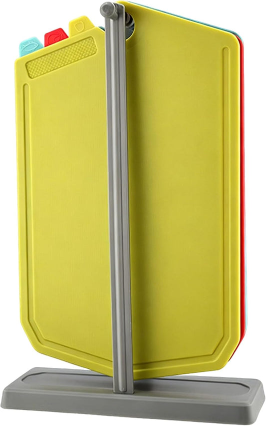 Plastic Cutting Boards for Kitchen 3-Pack, Cutting Boards with Hanging Handles & Juice Grooves, Apartment Essentials for Daily Meal Prep, Red Blue Green Set