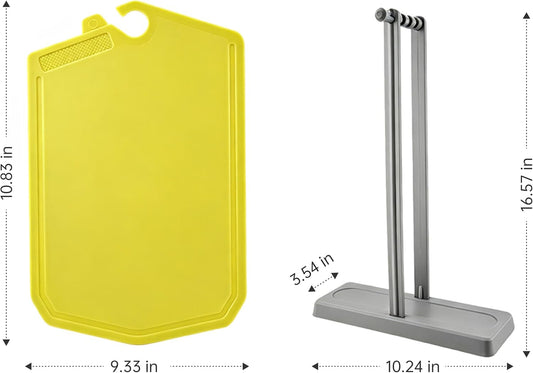 Plastic Cutting Boards for Kitchen 3-Pack, Cutting Boards with Hanging Handles & Juice Grooves, Apartment Essentials for Daily Meal Prep, Red Blue Green Set