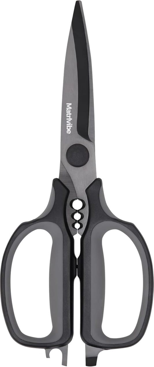 Come Apart Kitchen Shears Heavy Duty All Purpose food Scissors | Ultra Sharp Serrated Blade，Titanium Coated Japanese 420J Steel，TRP Soft Grip Handle，Dishwasher Safe