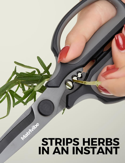 Come Apart Kitchen Shears Heavy Duty All Purpose food Scissors | Ultra Sharp Serrated Blade，Titanium Coated Japanese 420J Steel，TRP Soft Grip Handle，Dishwasher Safe