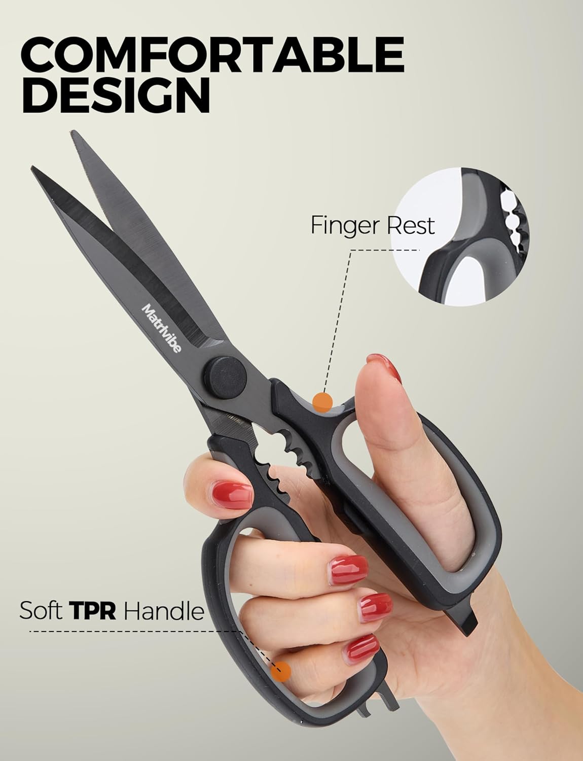 Come Apart Kitchen Shears Heavy Duty All Purpose food Scissors | Ultra Sharp Serrated Blade，Titanium Coated Japanese 420J Steel，TRP Soft Grip Handle，Dishwasher Safe