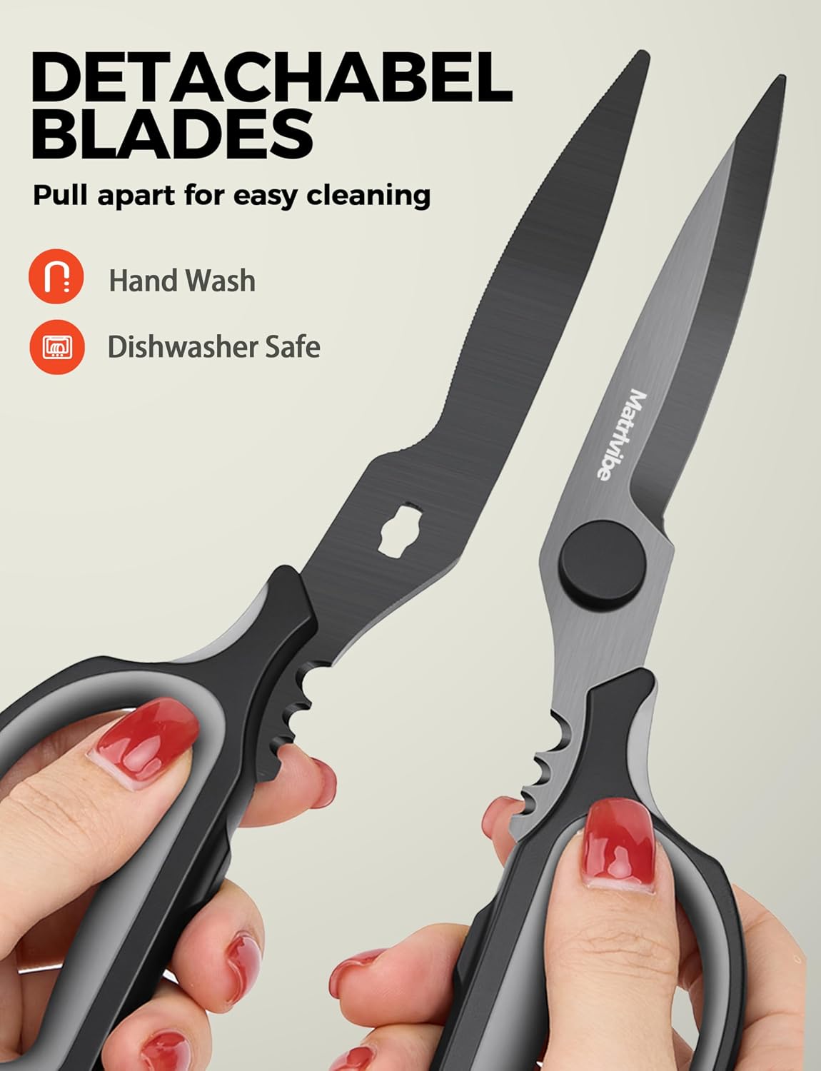 Come Apart Kitchen Shears Heavy Duty All Purpose food Scissors | Ultra Sharp Serrated Blade，Titanium Coated Japanese 420J Steel，TRP Soft Grip Handle，Dishwasher Safe